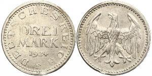 3 Марка Веймарская республика (1918-1933) Серебро 
