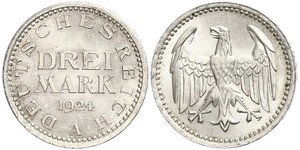 3 Марка Веймарская республика (1918-1933) Серебро 