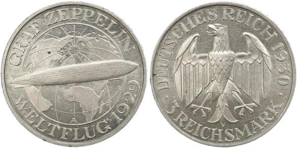 3 Марка Веймарская республика (1918-1933) Серебро 