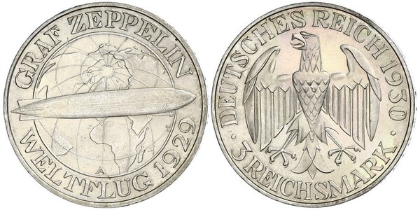 3 Марка Веймарская республика (1918-1933) Серебро 