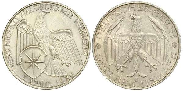 3 Марка Веймарская республика (1918-1933) Серебро 