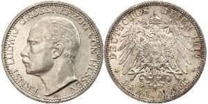 3 Марка Великое герцогство Гессен (1806 - 1918) Серебро Эрнст Людвиг (великий герцог Гессенский) (1868 - 1937)