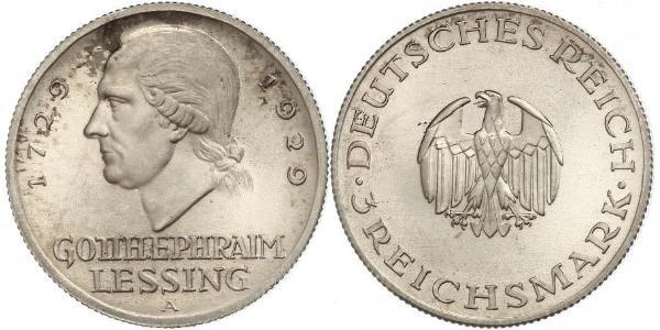 3 Марка Германская империя (1871-1918) Серебро Лессинг, Готхольд Эфраим