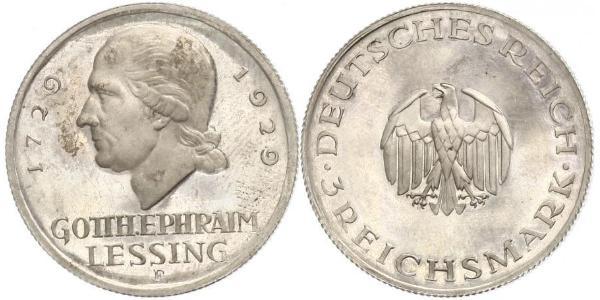 3 Марка Германская империя (1871-1918) Серебро Лессинг, Готхольд Эфраим