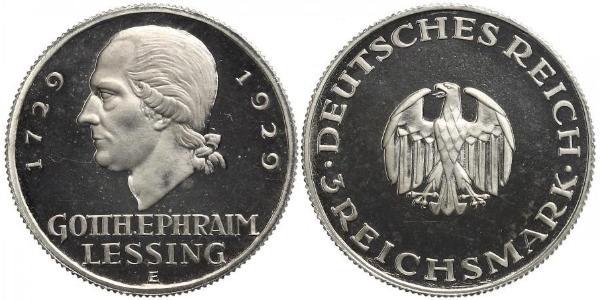 3 Марка Германская империя (1871-1918) Серебро Лессинг, Готхольд Эфраим