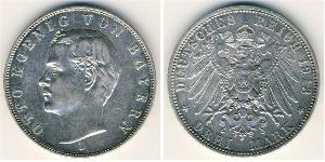 3 Марка Королевство Бавария (1806 - 1918) Серебро Отто I (король Баварии)(1848 – 1916)