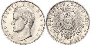 3 Марка Королевство Бавария (1806 - 1918) Серебро Отто I (король Баварии)(1848 – 1916)