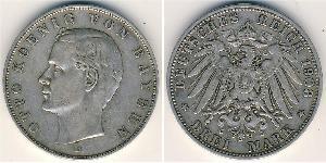 3 Марка Королевство Бавария (1806 - 1918) Серебро Отто I (король Баварии)(1848 – 1916)