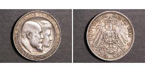 3 Марка Королевство Вюртемберг (1806-1918) Серебро Wilhelm II, German Emperor (1859-1941)
