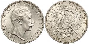 3 Марка Пруссия (королевство) (1701-1918) Серебро Wilhelm II, German Emperor (1859-1941)