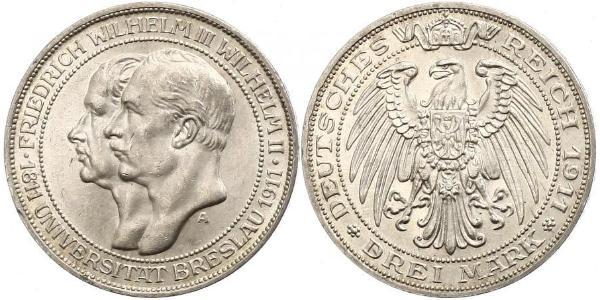3 Марка Пруссия (королевство) (1701-1918) Серебро Фридрих Вильгельм III, король Пруссии (1770 -1840)