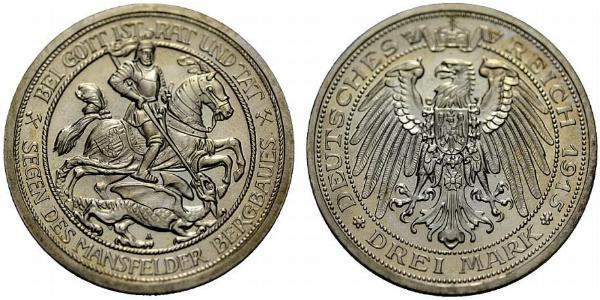 3 Марка Пруссия (королевство) (1701-1918) Серебро Wilhelm II, German Emperor (1859-1941)