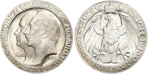 3 Марка Пруссия (королевство) (1701-1918) Серебро Wilhelm II, German Emperor (1859-1941)