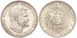 3 Марка Рейсс (старшей линии) (1778 - 1918) Серебро Heinrich XXIV, Prince Reuss of Greiz