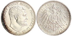 3 Марка Рейсс (старшей линии) (1778 - 1918) Серебро Heinrich XXIV, Prince Reuss of Greiz