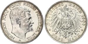 3 Марка Рейсс (старшей линии) (1778 - 1918) Серебро Heinrich XXIV, Prince Reuss of Greiz