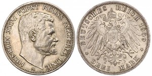 3 Марка Рейсс (старшей линии) (1778 - 1918) Серебро Heinrich XXIV, Prince Reuss of Greiz