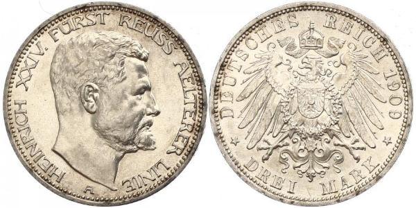 3 Марка Рейсс (старшей линии) (1778 - 1918) Серебро Heinrich XXIV, Prince Reuss of Greiz