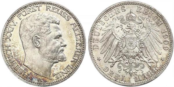 3 Марка Рейсс (старшей линии) (1778 - 1918) Серебро Heinrich XXIV, Prince Reuss of Greiz