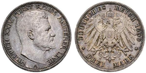 3 Марка Рейсс (старшей линии) (1778 - 1918) Серебро Heinrich XXIV, Prince Reuss of Greiz