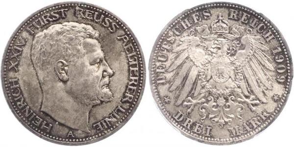 3 Марка Рейсс (старшей линии) (1778 - 1918) Серебро Heinrich XXIV, Prince Reuss of Greiz