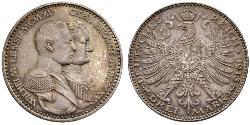 3 Марка Саксен-Веймар-Эйзенах (1809 - 1918) Серебро Вильгельм Эрнст Саксен-Веймар-Эйзенахский