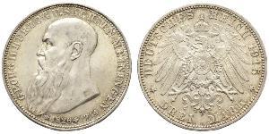 3 Марка Саксен-Мейнинген (1680 - 1918) Серебро Георг II (герцог Саксен-Мейнингена)