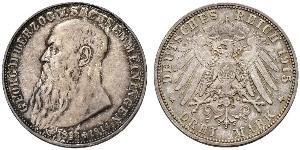 3 Марка Саксен-Мейнинген (1680 - 1918) Серебро Георг II (герцог Саксен-Мейнингена)