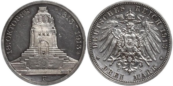 3 Марка Саксония (королевство) (1806 - 1918) Серебро 