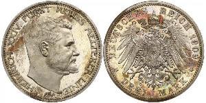 3 Марка Principality of Reuss-Greiz (1778 - 1918) Срібло Heinrich XXIV, Prince Reuss of Greiz