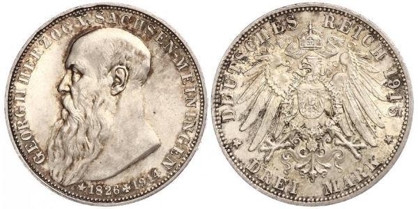 3 Марка null Срібло Georg II, Duke of Saxe-Meiningen