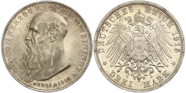3 Марка null Срібло Georg II, Duke of Saxe-Meiningen