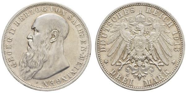 3 Марка null Срібло Georg II, Duke of Saxe-Meiningen