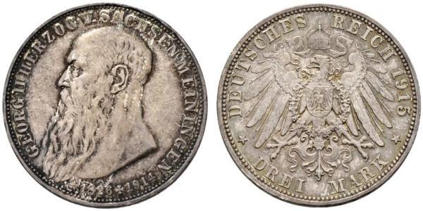3 Марка null Срібло Georg II, Duke of Saxe-Meiningen