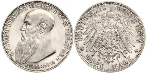 3 Марка null Срібло Georg II, Duke of Saxe-Meiningen