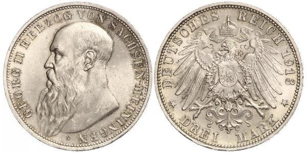 3 Марка null Срібло Georg II, Duke of Saxe-Meiningen