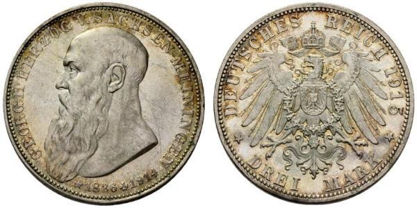 3 Марка null Срібло Georg II, Duke of Saxe-Meiningen