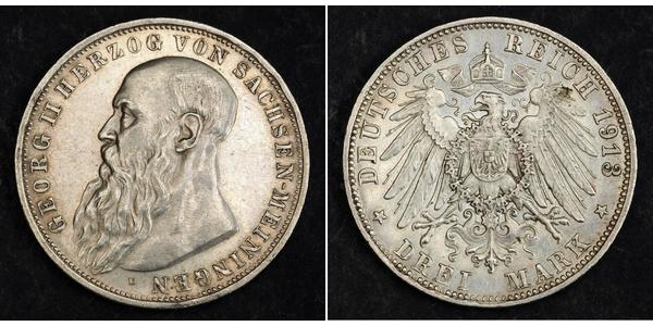 3 Марка null Срібло Georg II, Duke of Saxe-Meiningen