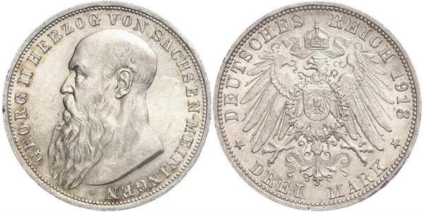 3 Марка null Срібло Georg II, Duke of Saxe-Meiningen