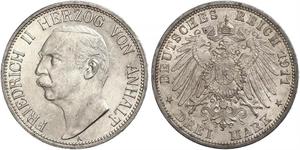 3 Марка Ангальт-Дессау (1603 -1863) Срібло Friedrich II, Duke of Anhalt (1856 – 1918)