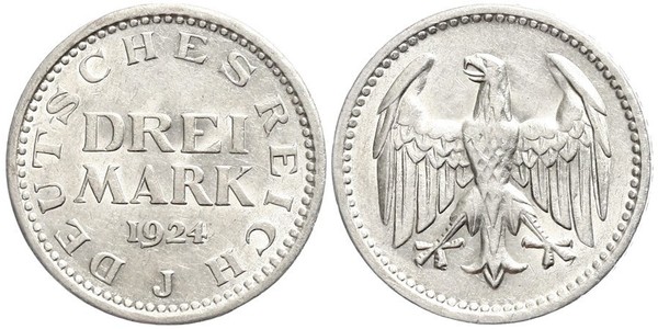 3 Марка Веймарська республіка (1918-1933) Срібло 