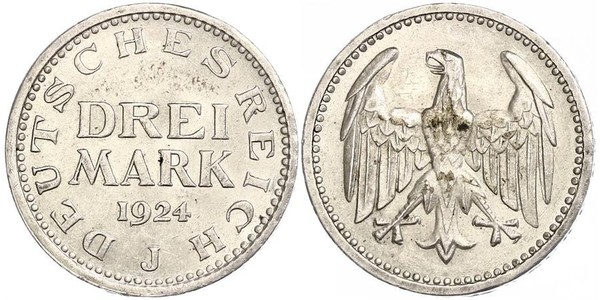 3 Марка Веймарська республіка (1918-1933) Срібло 