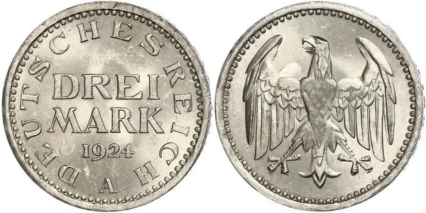 3 Марка Веймарська республіка (1918-1933) Срібло 