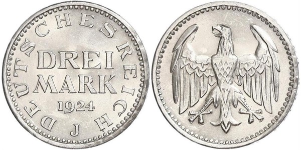 3 Марка Веймарська республіка (1918-1933) Срібло 