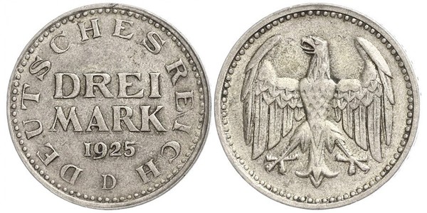 3 Марка Веймарська республіка (1918-1933) Срібло 