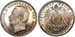 3 Марка Велике герцогство Баден (1806-1918) Срібло Frederick II, Grand Duke of Baden (1857 - 1928)