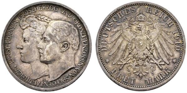 3 Марка Герцогство Саксен-Веймар-Ейзенахське (1809 - 1918) Срібло William Ernest, Grand Duke of Saxe-Weimar-Eisenach