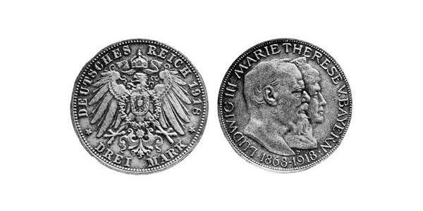 3 Марка Королівство Баварія (1806 - 1918) Срібло 