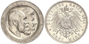 3 Марка Королівство Вюртемберг Срібло Wilhelm II, German Emperor (1859-1941)