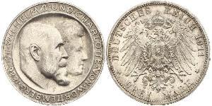 3 Марка Королівство Вюртемберг Срібло Wilhelm II, German Emperor (1859-1941)